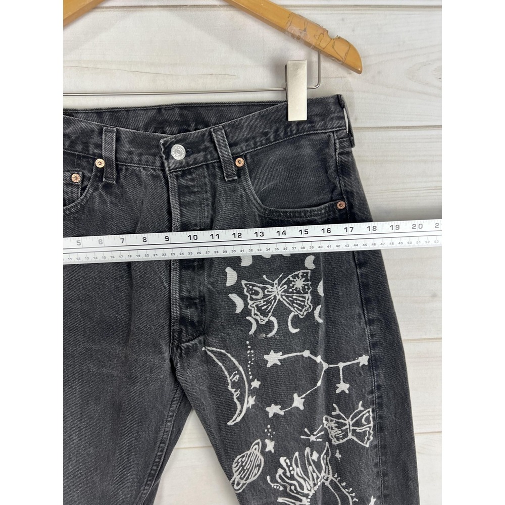 VTG Levis 501 Jeans Adult 33x30 XX Black Graphics Made USA Celestial Rips 90s - Picture 7 of 11